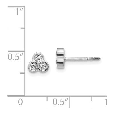 14K White Gold 1/4 ct tw 2.1mm Round Diamond 3-Stone Bezel Stud Earrings – view 4