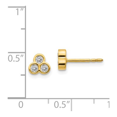 14K Yellow Gold 1/4 ct tw 2.1mm Round Diamond 3-Stone Bezel Stud Earrings – view 4