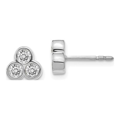 14K White Gold 1/2 ct tw 2.7mm Round Diamond Bezel Stud Earrings