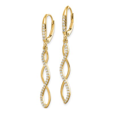 14K Yellow Gold 1/3 ct tw Diamond Leverback Earrings – view 2