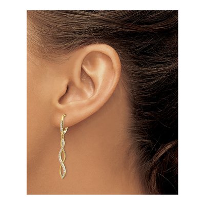 14K Yellow Gold 1/3 ct tw Diamond Leverback Earrings – view 3