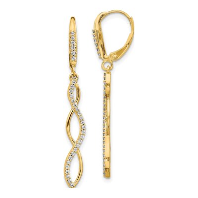 14K Yellow Gold 1/3 ct tw Diamond Leverback Earrings