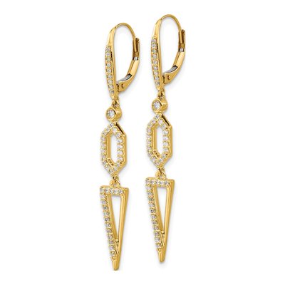 14K Yellow Gold 1/2 ct tw Diamond Triangle Leverback Earrings – view 2