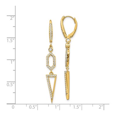 14K Yellow Gold 1/2 ct tw Diamond Triangle Leverback Earrings – view 4
