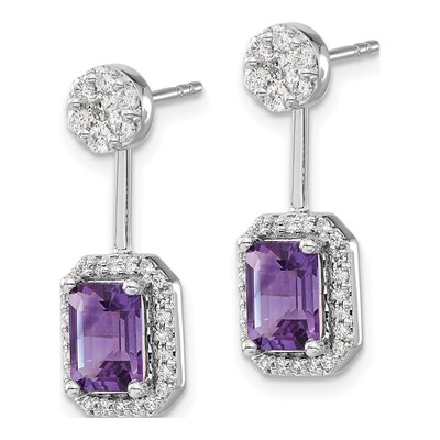 14K White Gold 5/8 ct tw Amethyst & Diamond Dangle Earrings – view 2