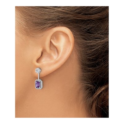 14K White Gold 5/8 ct tw Amethyst & Diamond Dangle Earrings – view 3