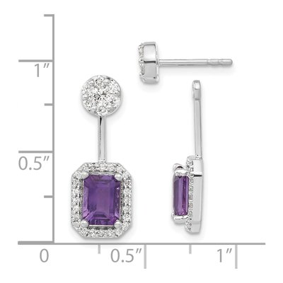 14K White Gold 5/8 ct tw Amethyst & Diamond Dangle Earrings – view 4