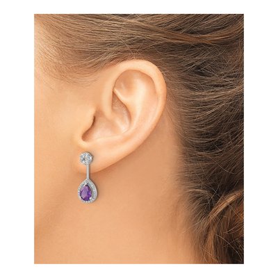 14K White Gold 5/8 ct tw Amethyst & Diamond Pear Dangle Earrings – view 3