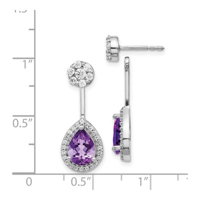 14K White Gold 5/8 ct tw Amethyst & Diamond Pear Dangle Earrings – view 4