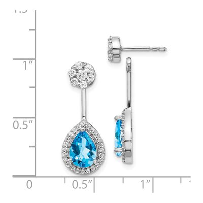 14K White Gold 5/8 ct tw Swiss Blue Topaz & Diamond Pear Dangle Earrings – view 4