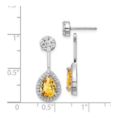 14K White Gold 5/8 ct tw Citrine & Diamond Pear Front Back Dangle Earrings – view 5