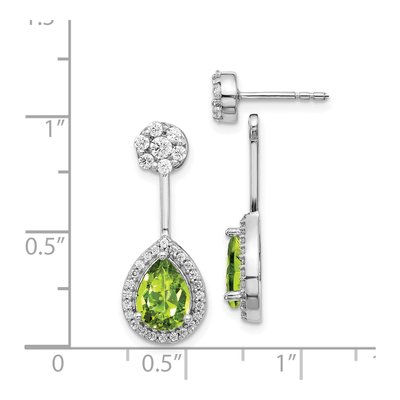 14K White Gold 5/8 ct tw Peridot & Diamond Front-Back Dangle Earrings – view 2