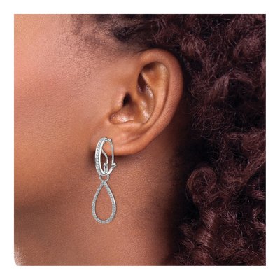 14K White Gold 1/2 ct tw Diamond Teardrop Dangle Earrings – view 3