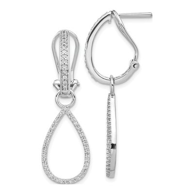 14K White Gold 1/2 ct tw Diamond Teardrop Dangle Earrings