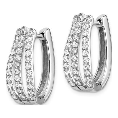 14K White Gold 1 ct tw 21mm Lab-Grown Diamond Huggie Hoop Earrings – view 3