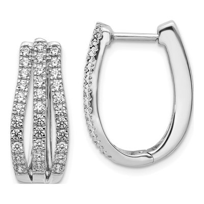 14K White Gold 1 ct tw 21mm Lab-Grown Diamond Huggie Hoop Earrings