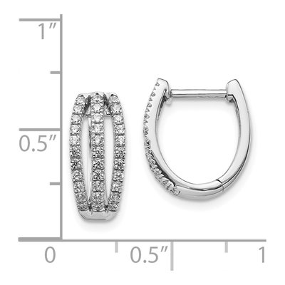 14K White Gold 1/2 ct tw 15mm Diamond 3-Row Huggie Hoop Earrings – view 3