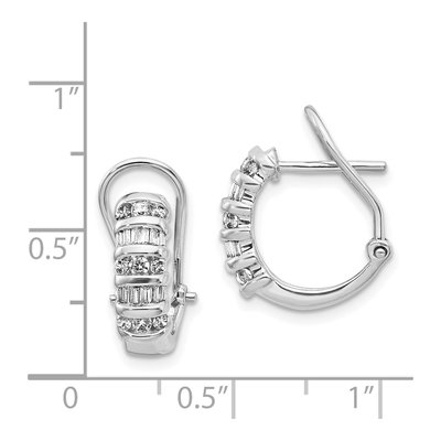 14K White Gold 1/2 ct tw 14mm Diamond Omega Back Hoop Earrings – view 3