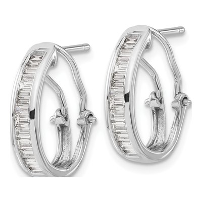 14K White Gold 1/2 ct tw 18mm Diamond Baguette Hoop Earrings – view 2