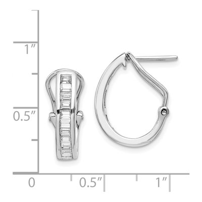 14K White Gold 1/2 ct tw 18mm Diamond Baguette Hoop Earrings – view 4