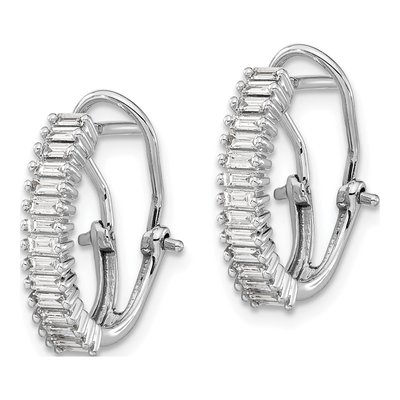 14K White Gold 1/2 ct tw 17mm Diamond Baguette Hoop Earrings – view 2
