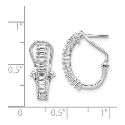 14K White Gold 1/2 ct tw 17mm Diamond Baguette Hoop Earrings – view 4