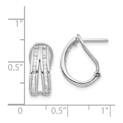 14K White Gold 1/2 ct tw 16mm Diamond Baguette Omega Hoop Earrings – view 3