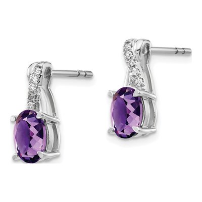 14K White Gold 1/20 ct tw Amethyst & Diamond Dangle Earrings – view 2