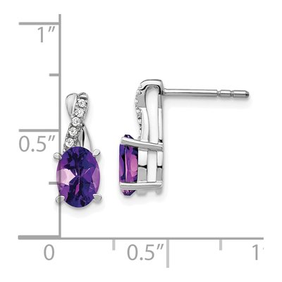 14K White Gold 1/20 ct tw Amethyst & Diamond Dangle Earrings – view 4