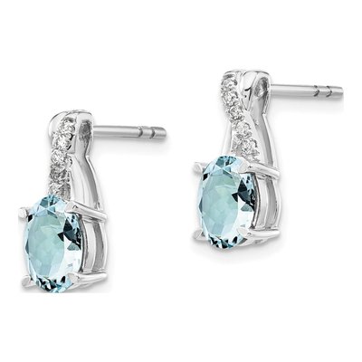 14K White Gold 1/20 ct tw Aquamarine & Diamond Dangle Earrings – view 2