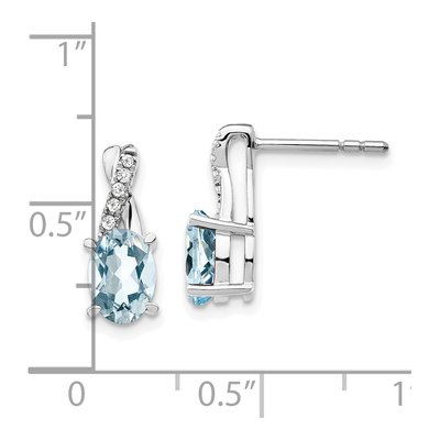 14K White Gold 1/20 ct tw Aquamarine & Diamond Dangle Earrings – view 4