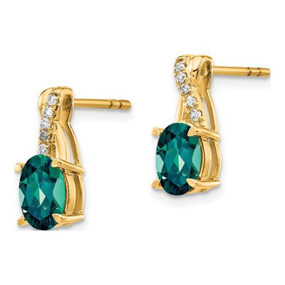 10K Yellow Gold 1/20 ct tw Diamond Oval June Dangle Earrings – view 3