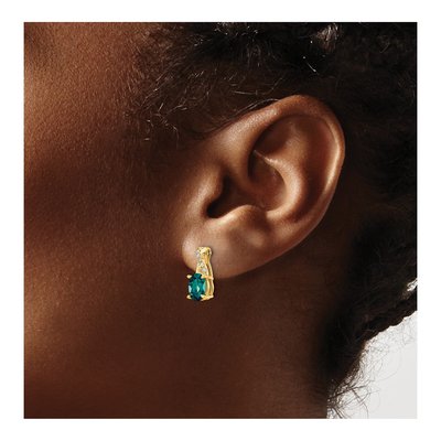 10K Yellow Gold 1/20 ct tw Diamond Oval June Dangle Earrings – view 4