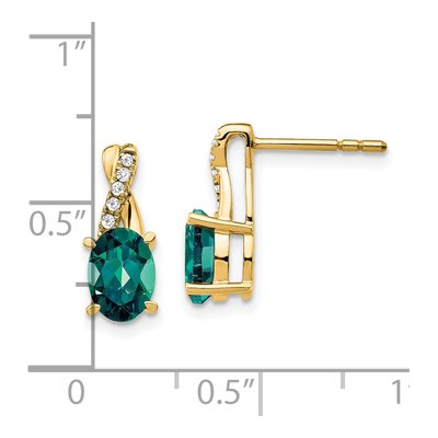10K Yellow Gold 1/20 ct tw Diamond Oval June Dangle Earrings – view 5