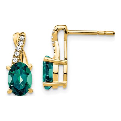 10K Yellow Gold 1/20 ct tw Diamond Oval June Dangle Earrings