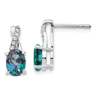 14K White Gold 1/20 ct tw Diamond Dangle Earrings