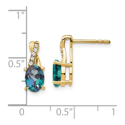 14K Yellow Gold 1/20 ct tw Diamond Oval June Dangle Earrings – view 4
