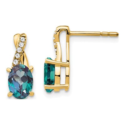14K Yellow Gold 1/20 ct tw Diamond Oval June Dangle Earrings