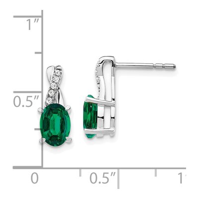 14K White Gold 1/20 ct tw Lab-Created Emerald & Diamond Dangle Earrings – view 4