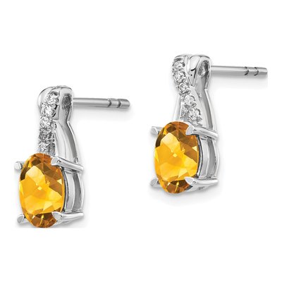14K White Gold 1/20 ct tw Citrine & Diamond Dangle Earrings – view 2