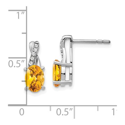 14K White Gold 1/20 ct tw Citrine & Diamond Dangle Earrings – view 4