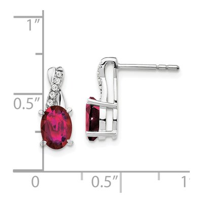 14K White Gold 1/20 ct tw Lab-Created Ruby & Diamond Dangle Earrings – view 2