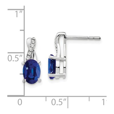 14K White Gold 1/20 ct tw Lab-Created Sapphire & Diamond Dangle Earrings – view 2