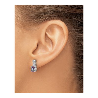 14K White Gold 1/20 ct tw Mystic Fire Topaz & Diamond Oval Dangle Earrings – view 4