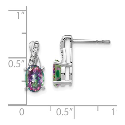 14K White Gold 1/20 ct tw Mystic Fire Topaz & Diamond Oval Dangle Earrings – view 5