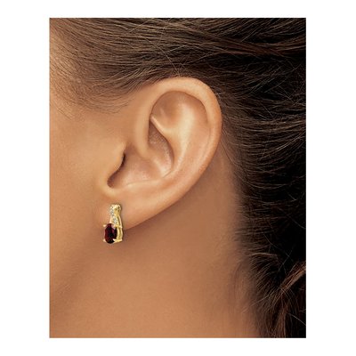 10K Yellow Gold 1/20 ct tw Garnet & Diamond January Dangle Earrings – view 4