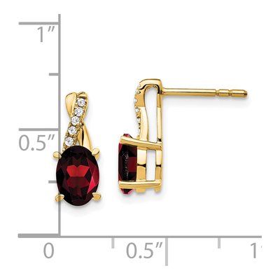 10K Yellow Gold 1/20 ct tw Garnet & Diamond January Dangle Earrings – view 5