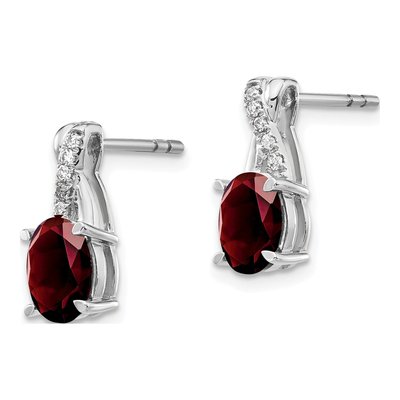 14K White Gold 1/20 ct tw Garnet & Diamond Dangle Earrings – view 2