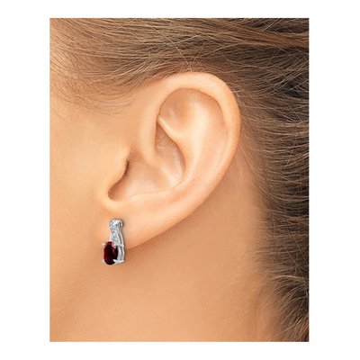 14K White Gold 1/20 ct tw Garnet & Diamond Dangle Earrings – view 3