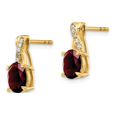 14K Yellow Gold 1/20 ct tw Garnet & Diamond January Dangle Earrings – view 2